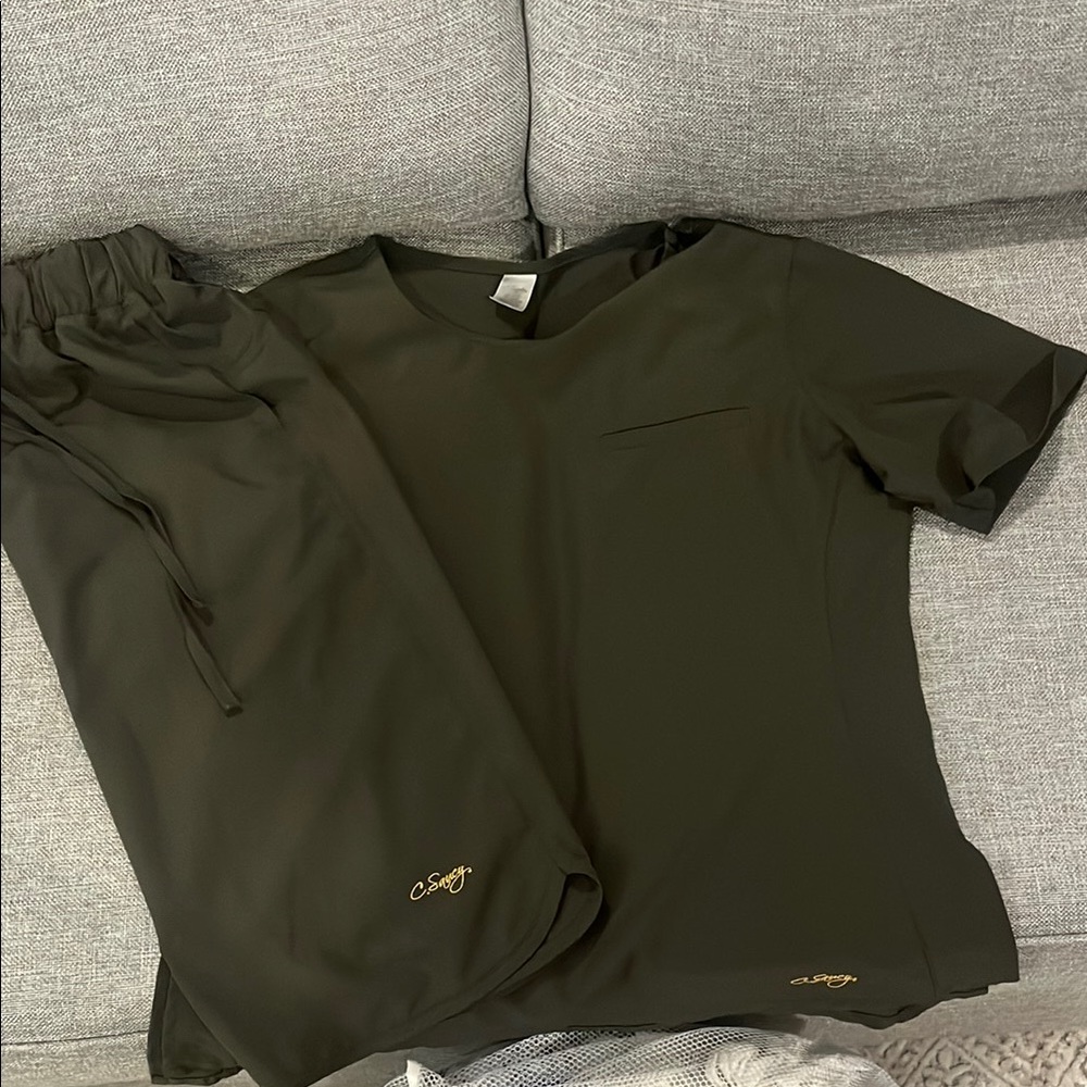 C. Saucy Olive Green Scrub Set
